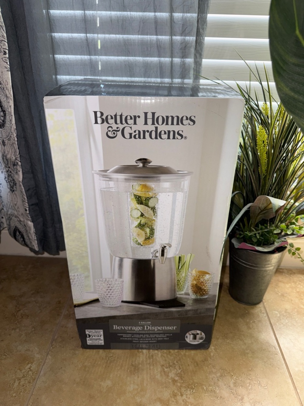 New BHG 3 Gallon Beverage Dispenser with Stainless Steel Lid and Base